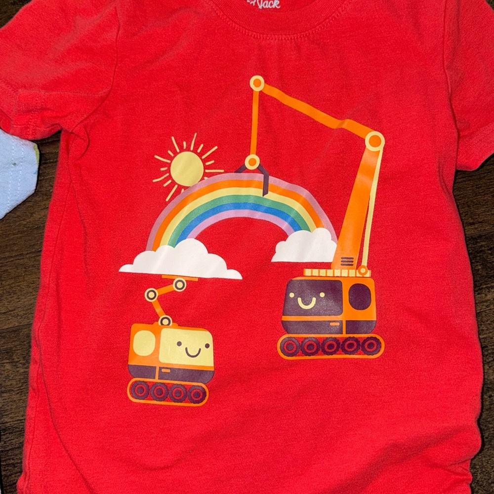 Blue Dino Button Down, Construction Tee, Chino & Coral Casual Shorts - Picture 4 of 10